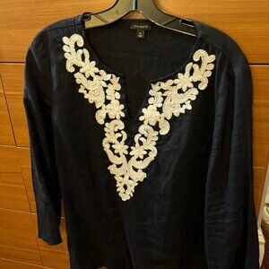 Talbots linen blouse M navy